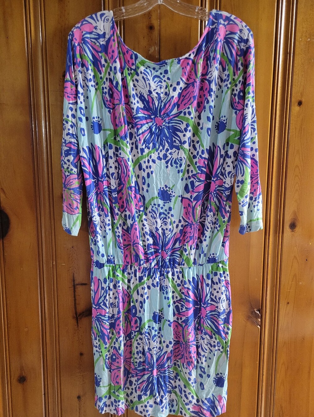 Lilly Pulitzer Blue & Pink Floral Midi Dress
